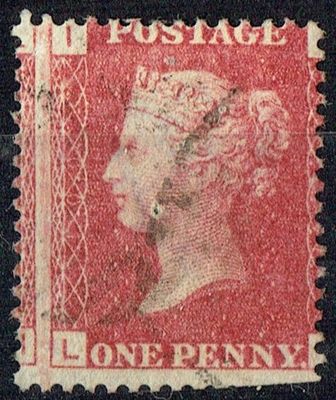 GB QUEEN VICTORIA 1864 1d Red-Brown, SG43, Pl.100, Mi.40, I-L/L-I, Used
