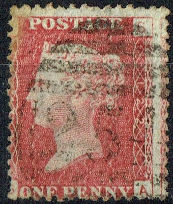 GB QUEEN VICTORIA 1864 1d Red-Brown, SG43, Pl.122, Mi.40, A-S/S-A, Used GB QUEEN VICTORIA 1864 1d Red-Brown, SG43, Pl.122, Mi.40, A-S/S-A, Used