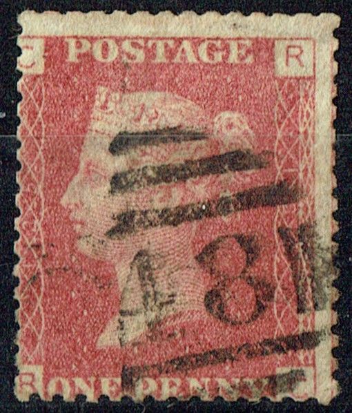 GB QUEEN VICTORIA 1864 1d Red-Brown, SG43, Pl.125, Mi.40, C-R/R-C, Used GB QUEEN VICTORIA 1864 1d Red-Brown, SG43, Pl.125, Mi.40, C-R/R-C, Used