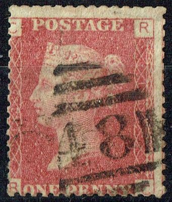 GB QUEEN VICTORIA 1864 1d Red-Brown, SG43, Pl.125, Mi.40, C-R/R-C, Used GB QUEEN VICTORIA 1864 1d Red-Brown, SG43, Pl.125, Mi.40, C-R/R-C, Used