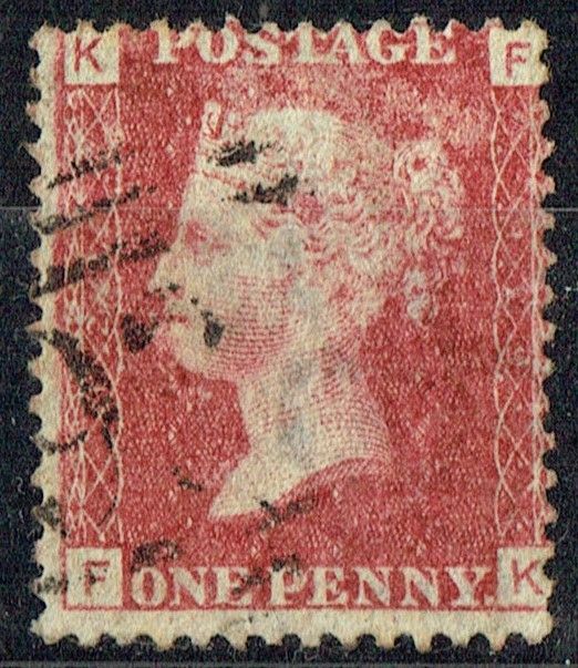 GB QUEEN VICTORIA 1864, 1d Red-Brown, SG43 Pl.129, Mi.40, K-F/F-K, Used