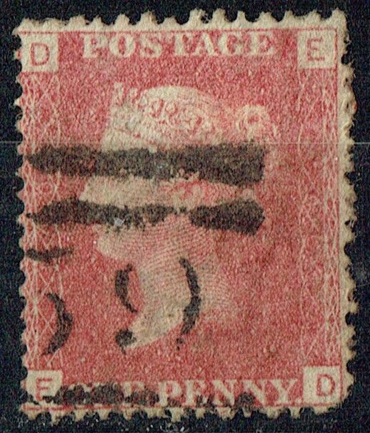 GB QUEEN VICTORIA 1864, 1d Red-Brown, SG43 Pl.140, Mi.40, D-E/E-D, Used
