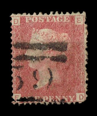 GB Queen Victoria 1864, 1d Red-Brown, SG43 Plate 140, ED-DE, Used GB Queen Victoria 1864, 1d Red-Brown, SG43 Plate 140, ED-DE, Used