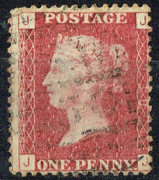 GB QUEEN VICTORIA 1864, 1d Red-Brown, SG43 Pl.138, Mi.40, J-J/J-J, Used GB QUEEN VICTORIA 1864, 1d Red-Brown, SG43 Pl.138, Mi.40, J-J/J-J, Used