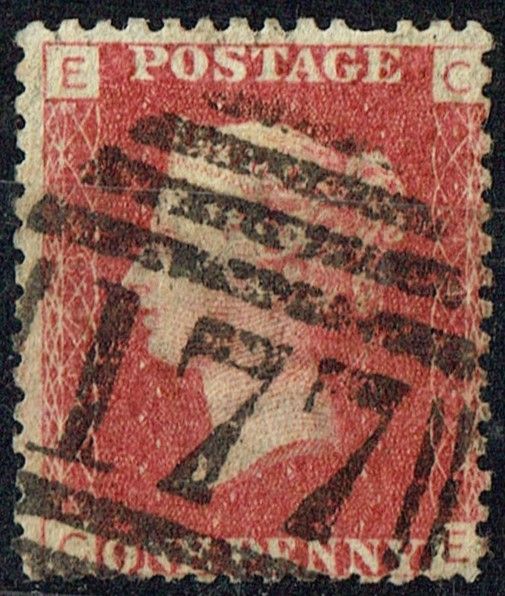 GB QUEEN VICTORIA 1864, 1d Red-Brown, SG43 Pl.143, Mi.40, E-C/C-E, Used
