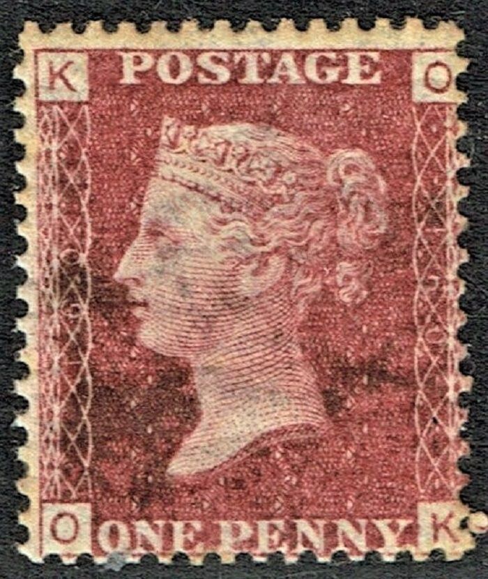 GB QUEEN VICTORIA 1864, 1d Red-Brown, SG43 Pl.160, Mi.40, K-O/O-K, Mint GB QUEEN VICTORIA 1864, 1d Red-Brown, SG43 Pl.160, Mi.40, K-O/O-K, Mint
