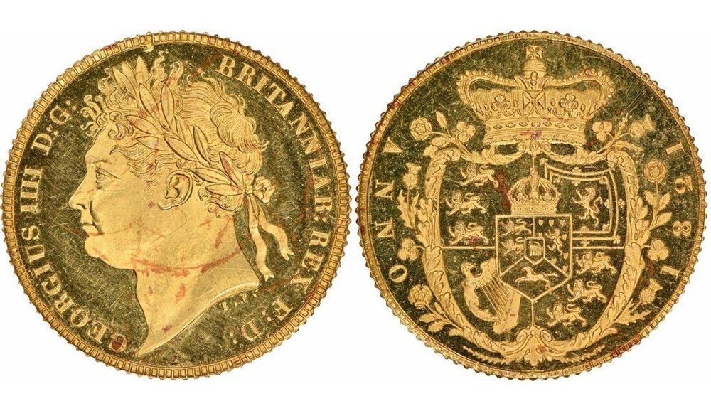 GB KING GEORGE IV, 1821, HALF SOVEREIGN, BY BENEDETTO PISTRUCCI