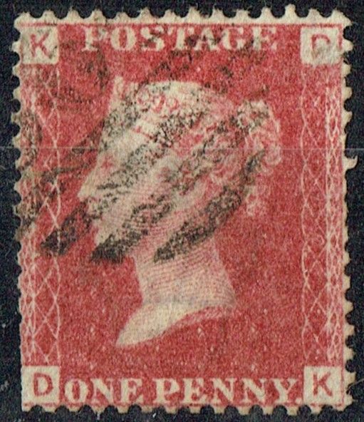 GB QUEEN VICTORIA 1864, 1d Red-Brown, SG43 Pl.142, Mi.40, K-D/D-K, Used