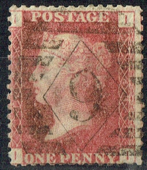 GB QUEEN VICTORIA 1864, 1d Red-Brown, SG43 Pl.148, Mi.40, I-I/I-I, Used