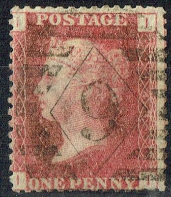 GB QUEEN VICTORIA 1864, 1d Red-Brown, SG43 Pl.148, Mi.40, I-I/I-I, Used