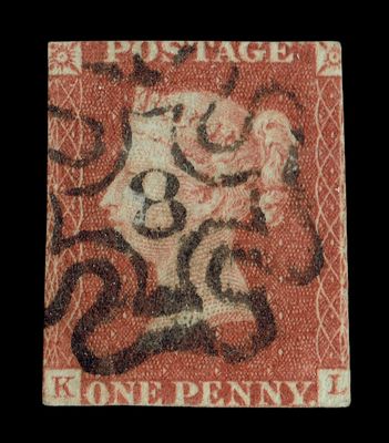 GB QUEEN VICTORIA 1841, 1d RED-BROWN, Die 1, SG 8, Plate 38, K-L, Used