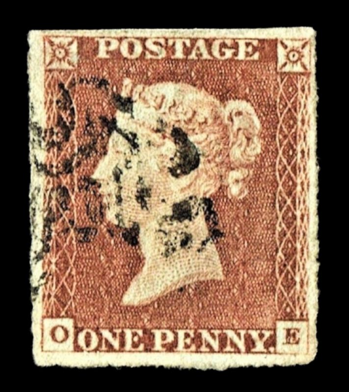 GB QUEEN VICTORIA 1841, 1d RED-BROWN, Die 1, SG12, 4 MARGINS, O-E, Used