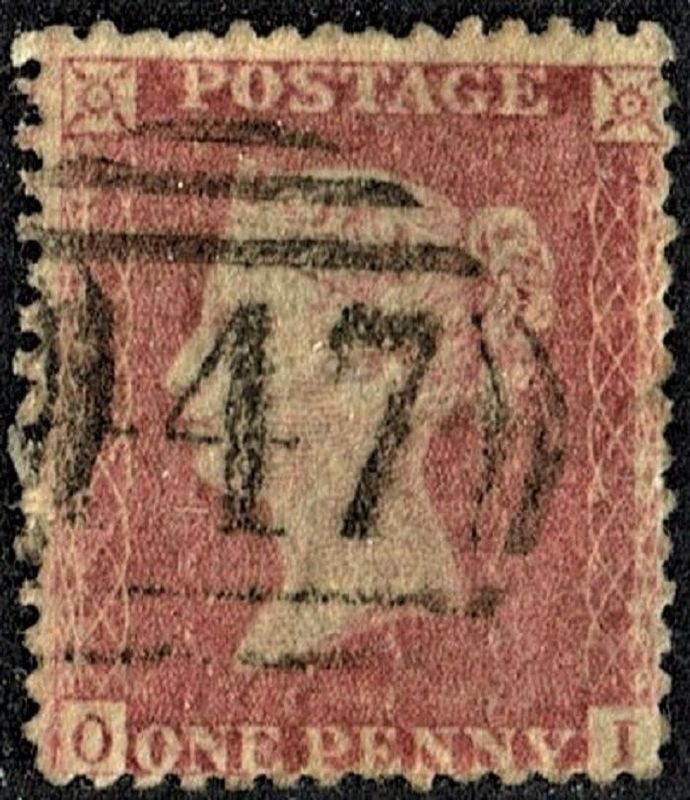 GB QUEEN VICTORIA 1856, 1d Red-Brown, SG42, O-I, Used