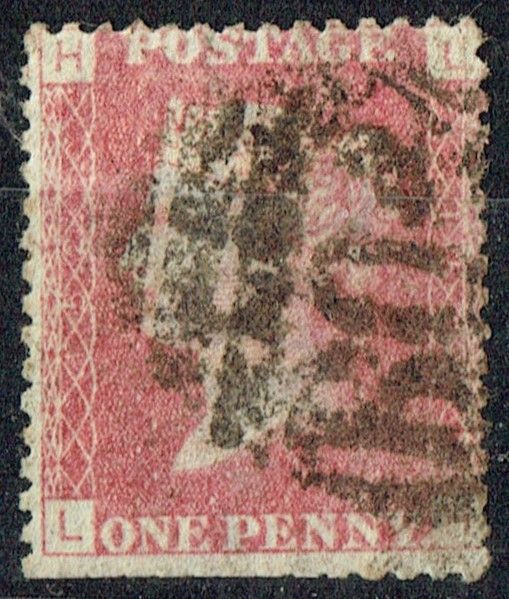GB QUEEN VICTORIA 1864, 1d Red-Brown, SG43 Pl.152, Mi.40, H-L/L-H, Used