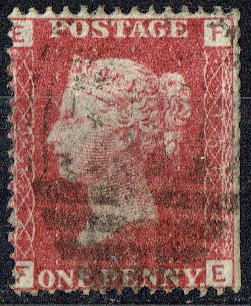 GB QUEEN VICTORIA 1864, 1d Red-Brown, SG43 Pl.154, Mi.40, E-F/F-E, Used