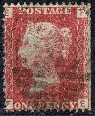 GB QUEEN VICTORIA 1864, 1d Red-Brown, SG43 Pl.154, Mi.40, E-F/F-E, Used