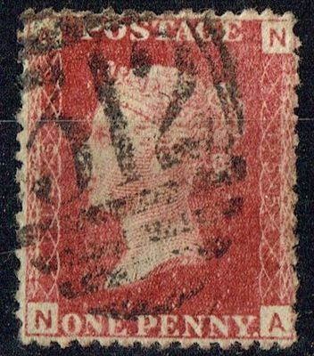 GB QUEEN VICTORIA 1864, 1d Red-Brown, SG43 Pl.155, Mi.40, A-N/N-A, Used