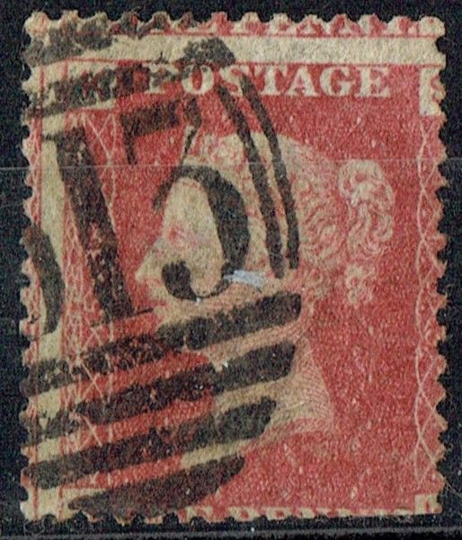 GB QUEEN VICTORIA 1864, 1d Red-Brown, SG43 Pl.153, Mi.40, K-S/S-K, Used