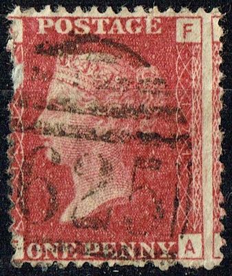 GB QUEEN VICTORIA 1864, 1d Red-Brown, SG43 Pl.171, Mi.40, A-F/F-A, Used GB QUEEN VICTORIA 1864, 1d Red-Brown, SG43 Pl.171, Mi.40, A-F/F-A, Used
