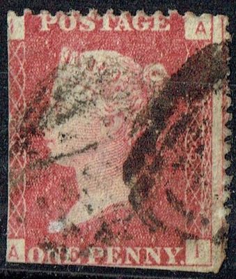GB QUEEN VICTORIA 1864, 1d Red-Brown, SG43 Pl.165, Mi.40, I-A/A-I, Used GB QUEEN VICTORIA 1864, 1d Red-Brown, SG43 Pl.165, Mi.40, I-A/A-I, Used