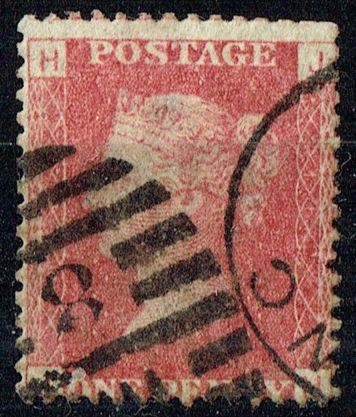 GB QUEEN VICTORIA 1864, 1d Red-Brown, SG43 Pl.162, Mi.40, H-J/J-H, Used GB QUEEN VICTORIA 1864, 1d Red-Brown, SG43 Pl.162, Mi.40, H-J/J-H, Used