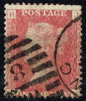GB QUEEN VICTORIA 1864, 1d Red-Brown, SG43 Pl.162, Mi.40, H-J/J-H, Used GB QUEEN VICTORIA 1864, 1d Red-Brown, SG43 Pl.162, Mi.40, H-J/J-H, Used