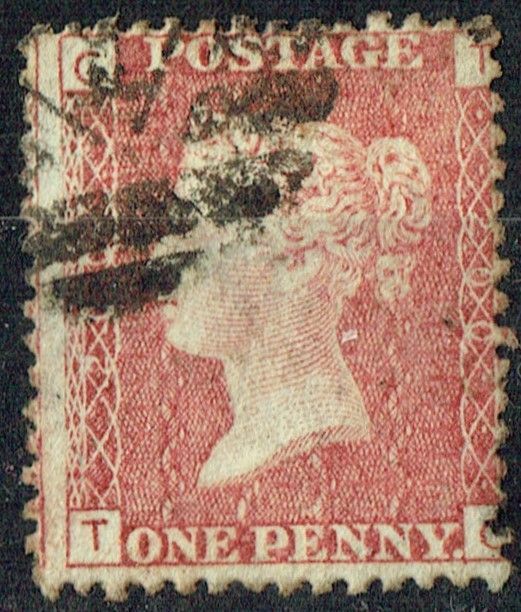 GB QUEEN VICTORIA 1864, 1d Red-Brown, SG43 Pl.200, Mi.40, C-T/T-C, Used