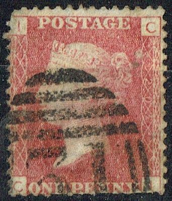 GB QUEEN VICTORIA 1864, 1d Red-Brown, SG43 Pl.202, Mi.40, I-C/C-I, Used GB QUEEN VICTORIA 1864, 1d Red-Brown, SG43 Pl.202, Mi.40, I-C/C-I, Used