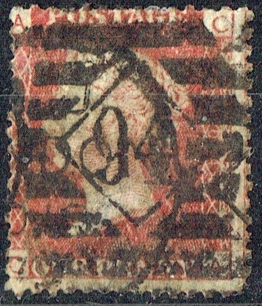 GB QUEEN VICTORIA 1864, 1d Red-Brown, SG43 Pl.204, Mi.40, A-C/C-A, Used