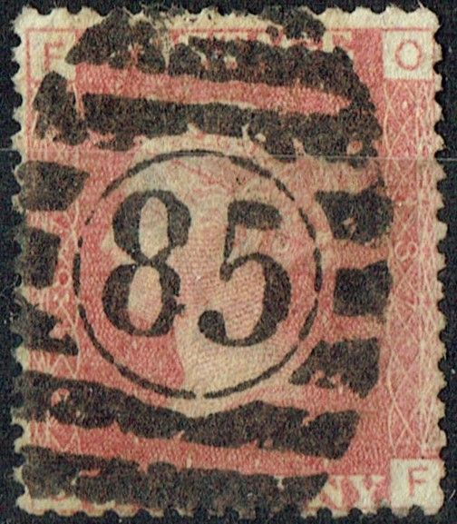 GB QUEEN VICTORIA 1864, 1d Red-Brown, SG43 Pl.187, Mi.40, F-O/O-F, Used