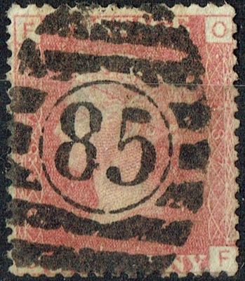 GB QUEEN VICTORIA 1864, 1d Red-Brown, SG43 Pl.187, Mi.40, F-O/O-F, Used