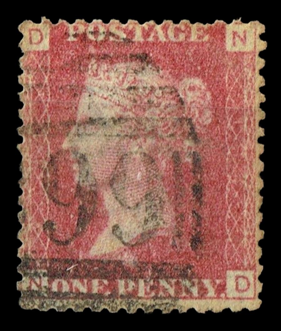 GB QUEEN VICTORIA 1864, 1d Red-Brown, SG43 Pl.184, Mi.40, D-N/N-D, Used GB QUEEN VICTORIA 1864, 1d Red-Brown, SG43 Pl.184, Mi.40, D-N/N-D, Used