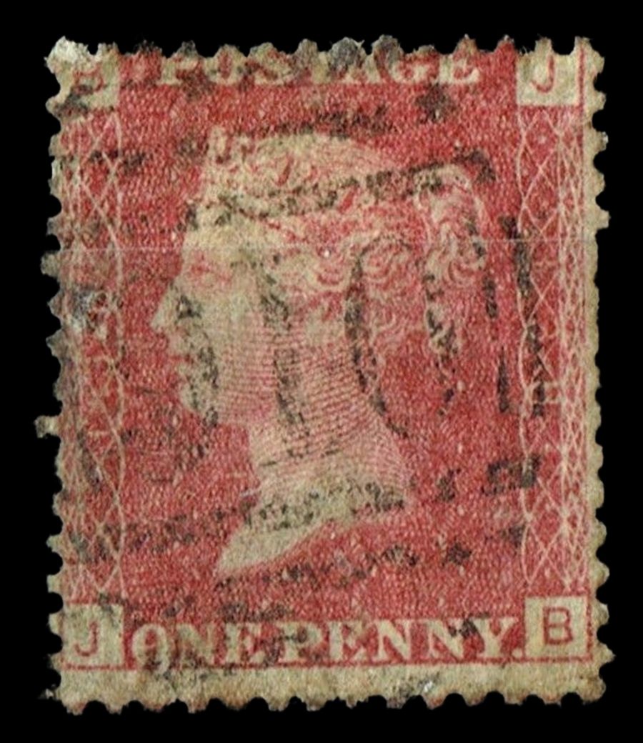 GB QUEEN VICTORIA 1864, 1d Red-Brown, SG43 Pl.188, Mi.40, JB/BJ, Used GB QUEEN VICTORIA 1864, 1d Red-Brown, SG43 Pl.188, Mi.40, JB/BJ, Used
