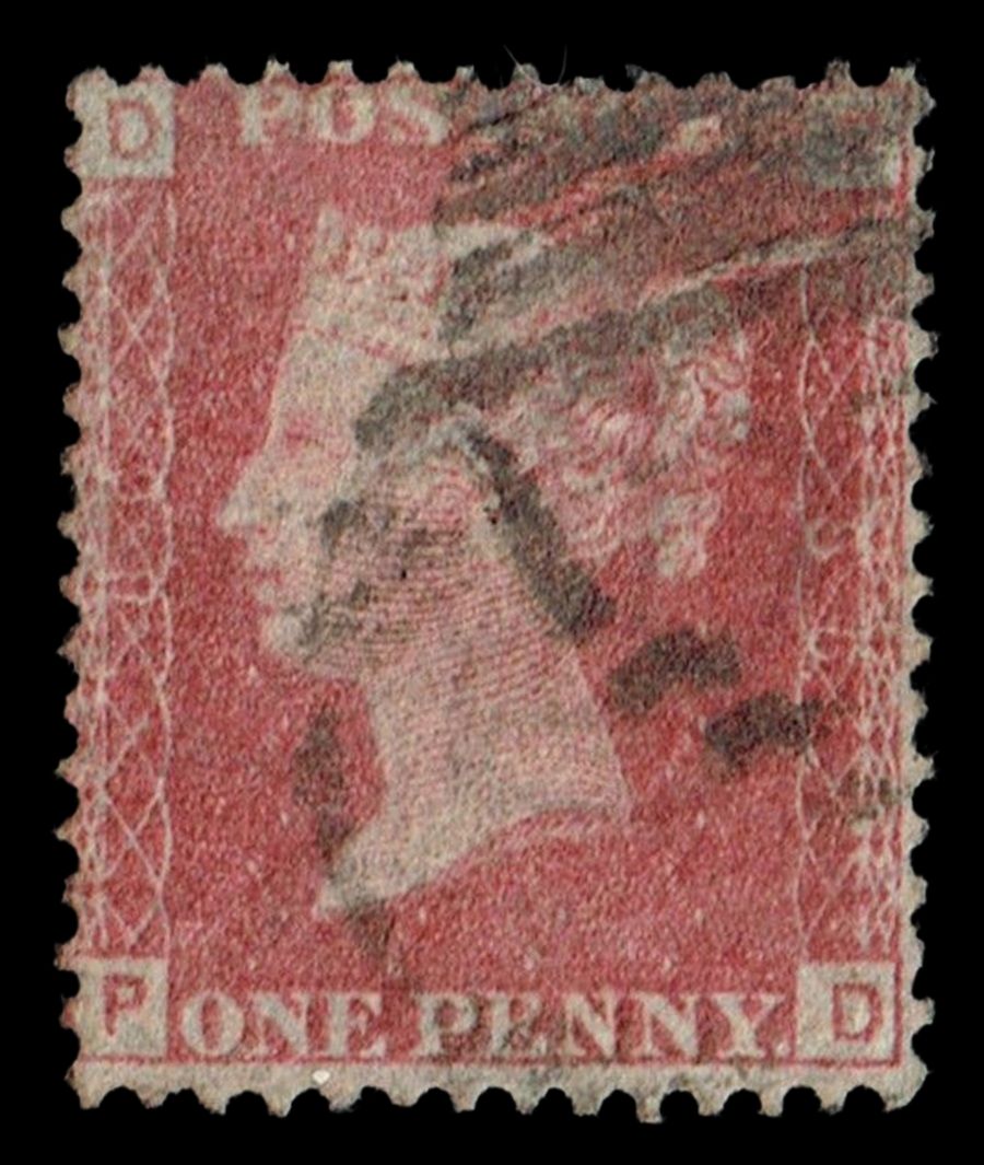 GB QUEEN VICTORIA 1864, 1d Red-Brown, SG43 Pl.186, Mi.40, PD/DP, Used GB QUEEN VICTORIA 1864, 1d Red-Brown, SG43 Pl.186, Mi.40, PD/DP, Used