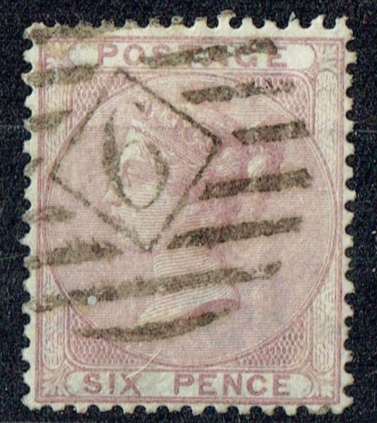 GB QUEEN VICTORIA, 1856, 6d LILAC, SG68, WMK EMBLEMS W20a GB QUEEN VICTORIA, 1856, 6d LILAC, SG68, WMK EMBLEMS W20a