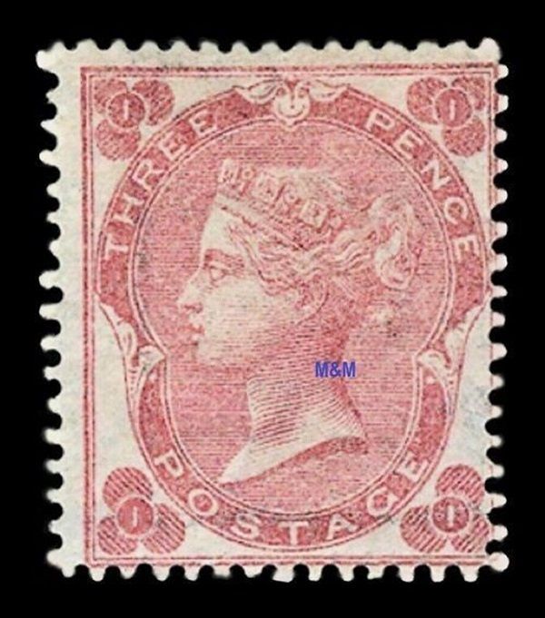 GB QUEEN VICTORIA 1862, 3d ROSE SG78, I-I/I-I, WHITE DOTS, MNH/Mint