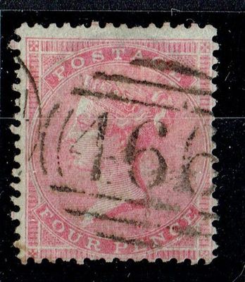 GB QUEEN VICTORIA 1857, 4d ROSE, SG62b, Mi.13Zzb, Used