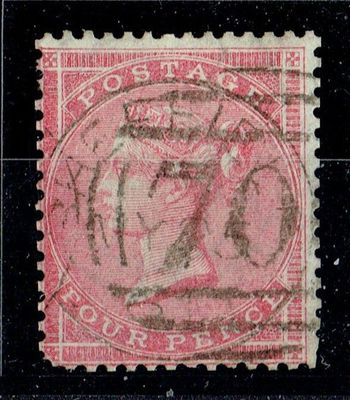 GB QUEEN VICTORIA 1857, 4d DEEP ROSE, SG65, Mi.13zx, Used