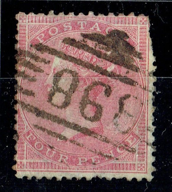 GB QUEEN VICTORIA 1857, 4d PALE CARMINE, SG64, Mi.13Zz, Used