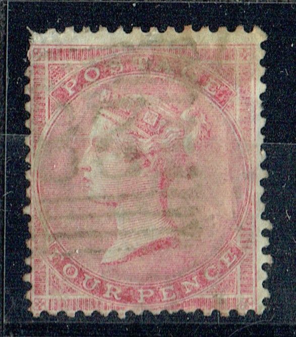 GB QUEEN VICTORIA 1857, 4d PALE CARMINE, SG64, Mi.13Zz, Used