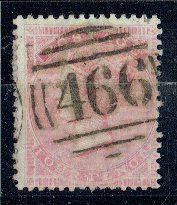GB QUEEN VICTORIA 1857, 4d PALE CARMINE, SG63a, Mi.13Zzb, Used