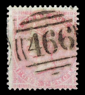 GB QUEEN VICTORIA 1857, 4d PALE CARMINE, SG63a, Mi.13Zzb, Used GB QUEEN VICTORIA 1857, 4d PALE CARMINE, SG63a, Mi.13Zzb, Used