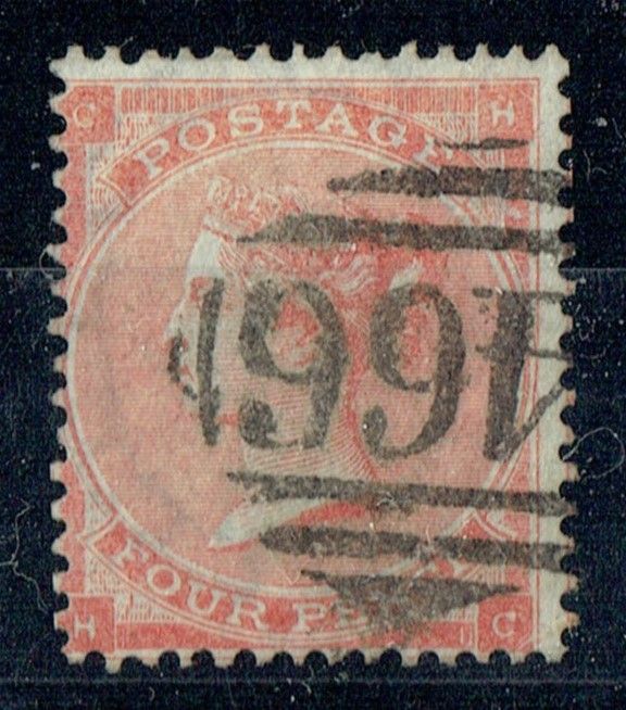 GB QUEEN VICTORIA 1863, 4d BRT RED, SG81, Mi,19Ia, HAIR LINES, CH|HC, USED