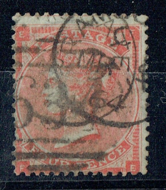 GB QUEEN VICTORIA 1863, 4d BRT RED, SG81, Mi.19Ia, HAIR LINES, EF|FE, USED