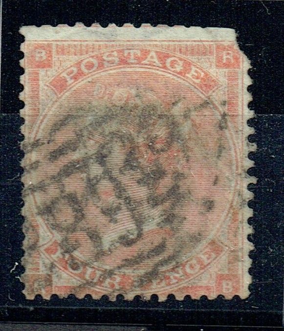 GB QUEEN VICTORIA 1863, 4d PALE RED, SG80, Mi.19I, BR|RB, USED, DAMAGED