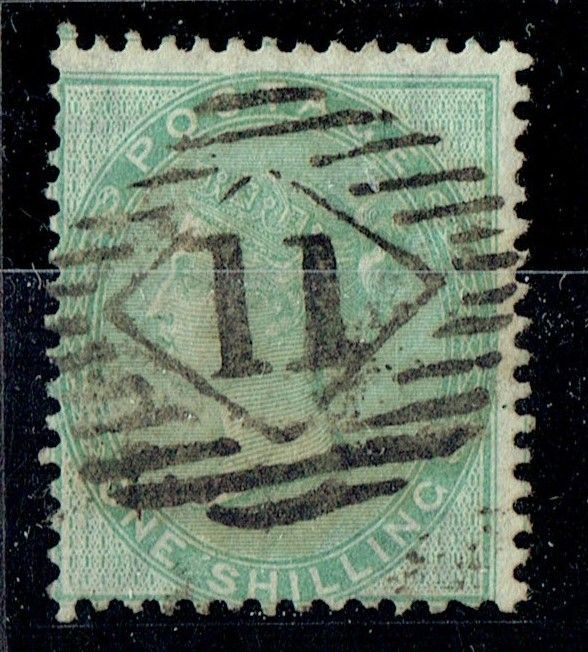 GB QUEEN VICTORIA, 1856, 1s PALE GREEN, SG73b, Mi.15Zza, Used