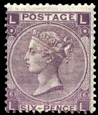 GB QUEEN VICTORIA 1867, 6d DEEP LILAC, SG105 Pl.6, Mi.29, LL|LL, Hyphen, MINT