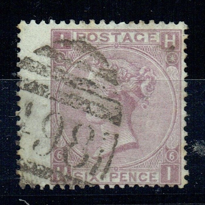 GB QUEEN VICTORIA 1867, 6d DEEP LILAC, SG105 Pl.6, Mi.29, IH|HI, Hyphen, Used