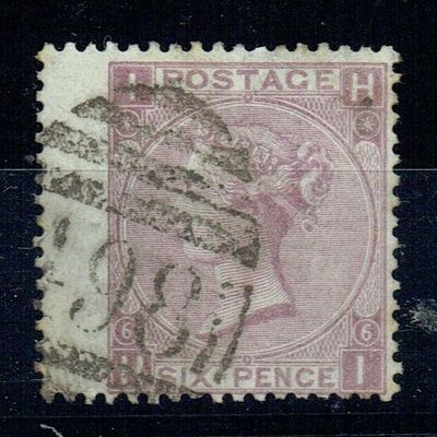 GB QUEEN VICTORIA 1867, 6d DEEP LILAC, SG105 Pl.6, Mi.29, IH|HI, Hyphen, Used