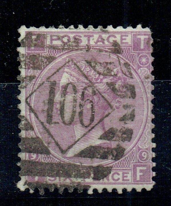 GB QUEEN VICTORIA, 6d MAUVE SG109, Pl.9, Mi.30, FT|TF, USED